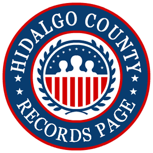 A round red, white, and blue logo with the words Hidalgo County Records Page for the state of Texas.